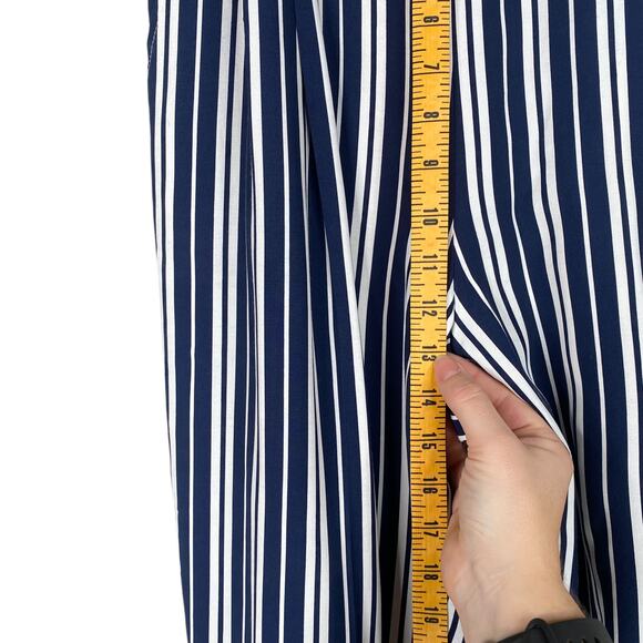 Talbots Vtg Navy Blue White Striped Pleat High Waist Pants Trousers SZ 8 - Picture 11 of 11